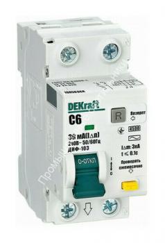 ДИФ-103 1N 06А 30мА тип AC 4.5kA DEKraft 16050 (6/72) 1