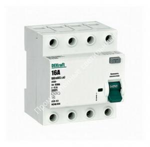 УЗО 03-4п 16А 100мА тип АС 6кА DEKraft 14240 1