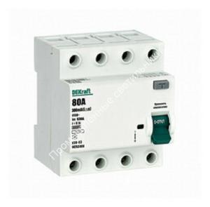 УЗО 03-4п 80А 300мА тип АС 6кА DEKraft 14253 1