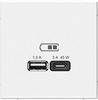 Розетка 2СП ArtGallery б/р USB A+C 45Вт белый GAL000129