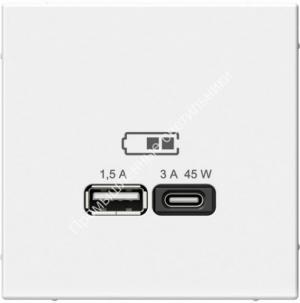 Розетка 2СП ArtGallery б/р USB A+C 45Вт белый GAL000129 1