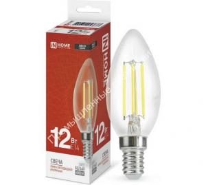 Лампа LED-СВЕЧА-deco 12W/4000K/E14/1350Lm прозрачная IN HOME (10/50) 1