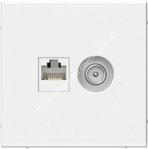 Розетка 2СП ArtGallery б/р TV+комп. RJ45 кат.5А белый GAL000189 (5) 1