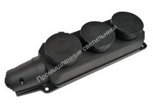 Колодка 3 гн.16А з/к каучук с заглушками черный IP44 1-2.SALE (18) 1