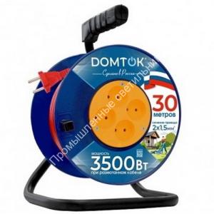 Удлинитель-катушка 4гн.(30м) без заземления 3500Вт ПВС 2х1,5 DOMTOK 1